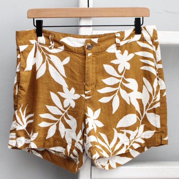 Old Navy Pants - Old Navy Women's Brown Tropical Floral Linen Blend Everyday Shorts Size 8